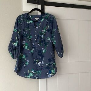 Croft & Barrow Navy Floral Blouse
